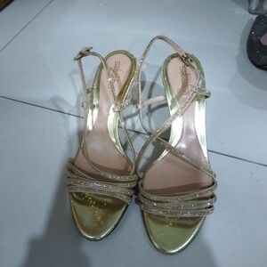 Elegant Gold Strappy Heels